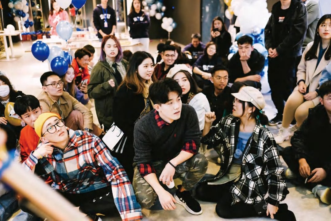 Students gathered during an international program event