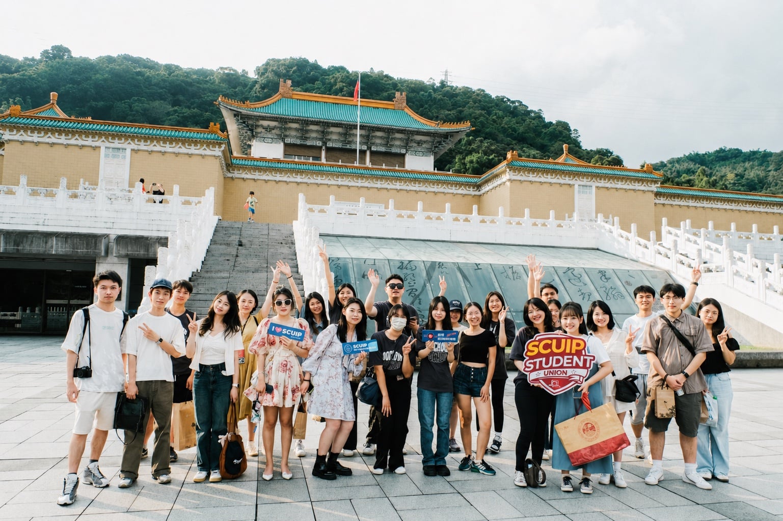 Soochow University International Programs students visiting a cultural landmark in Taipei